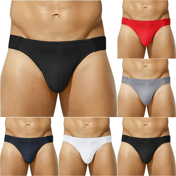Afuyipoi Underpants for Male,Mid-rise Lightweight Solid Activewear Briefs Black S
