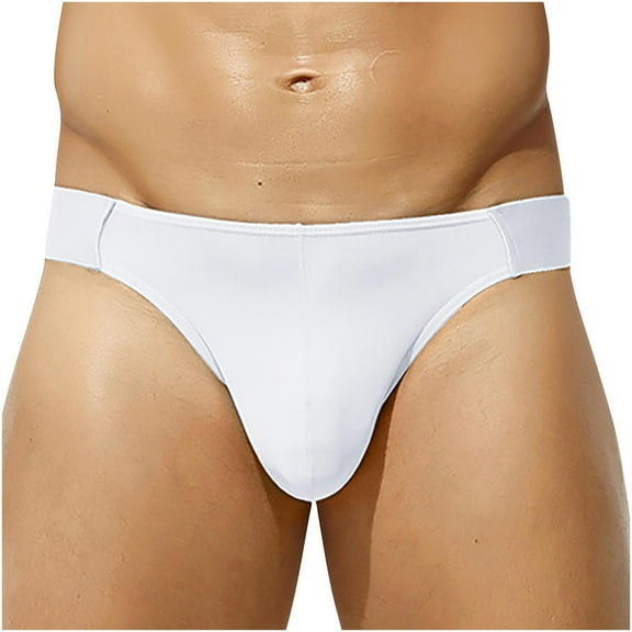 Afuyipoi Underpants for Male,Solid Mid-rise Lightweight Activewear Briefs White S