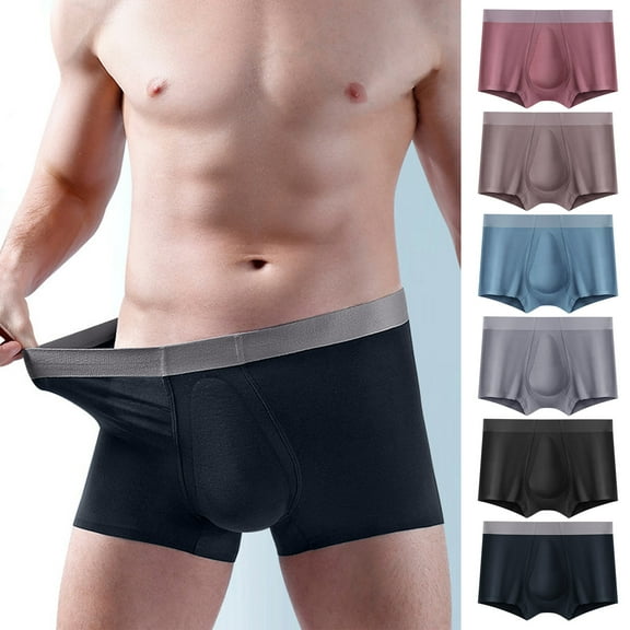 Afuyipoi Underpants for Men,Color Block Mid Rise Elastic Waist Breathable Boxers Black L