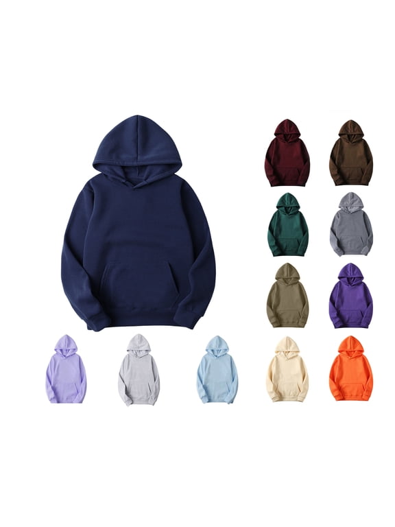 Unisex Hoodie Casual Hooded Sweatshirts, Casual Long Sleeve Pullover Tops Purple XL
