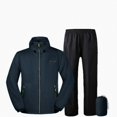 thumbnail image 1 of Afuyipoi Unisex Waterproof Rain Suit Hooded Raincoat Set Black L, 1 of 9