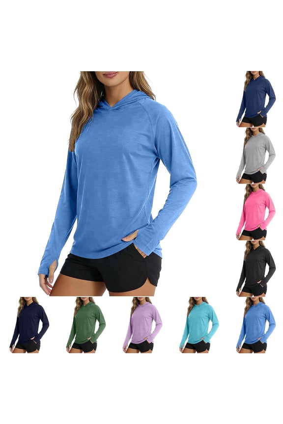 Women UPF 50+ Sun Protection Shirt,Quick-Drying Thumb Holes Sporty & Casual Long Sleeve Shirt Army Green XS