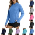 thumbnail image 1 of Afuyipoi Women UPF 50+ Sun Protection Shirt,Thumb Holes Sporty & Casual Quick-Drying Long Sleeve Shirt Dark Blue XL, 1 of 6