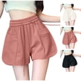 thumbnail image 1 of Afuyipoi ​Women's Breathable 100%Cotton Athletic Shorts, Soft Skin-Friendly Active Yoga Shorts with Pockets and Elastic Waist Pink Size M, 1 of 7