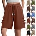 thumbnail image 1 of Afuyipoi Women's Casual Shorts Loose Fit Pocket Drawstring Straight Leg Summer Daily Wear Gray Size L, 1 of 6