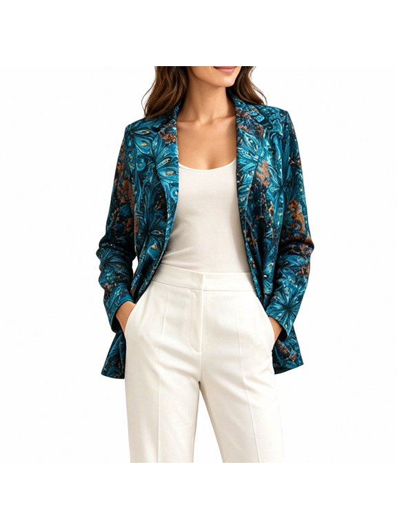 Women's Long Sleeve Tailored Open Front Blazer for Winter Wear Size L