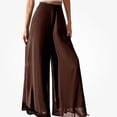 thumbnail image 1 of Afuyipoi Women’s Palazzo Pants Chiffon High-Waisted Flowy Pants Brown M, 1 of 6