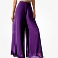 thumbnail image 1 of Afuyipoi Women’s Palazzo Pants Chiffon High-Waisted Flowy Pants Purple L, 1 of 6