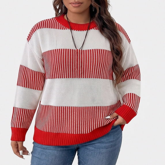 Afuyipoi Women's Ribbed Knit Pullover Sweater Color Block Easy Fit 100 ...