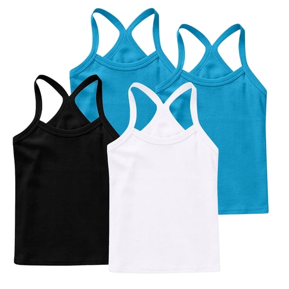 Afuyipoi Y-Back Tank Tops for Girls,Lightweight Cotton Sleeveless Comfortable 4 Pack Summer Cami White 2-3