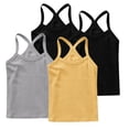 thumbnail image 1 of Afuyipoi Y-Back Tank Tops for Girls,Lightweight Cotton Sleeveless Comfortable 4 Pack Summer Cami Yellow 10-11, 1 of 6
