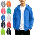 thumbnail image 1 of Afuyipoi Youth Teens Boys Softshell Hooded Jacket Waterproof Windbreaker Outdoor Sports Casual Zip Up Size 12-19 Blue Size 14, 1 of 8