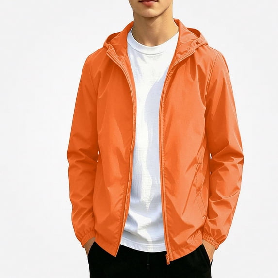 Afuyipoi Youth Teens Boys Softshell Hooded Jacket Waterproof Windbreaker Outdoor Sports Casual Zip Up Size 12-19 Orange Size 14