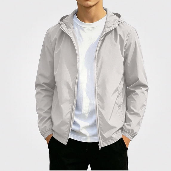 Afuyipoi Youth Teens Boys Softshell Hooded Jacket Waterproof Windbreaker Outdoor Sports Casual Zip Up Size 12-19 White Size 12