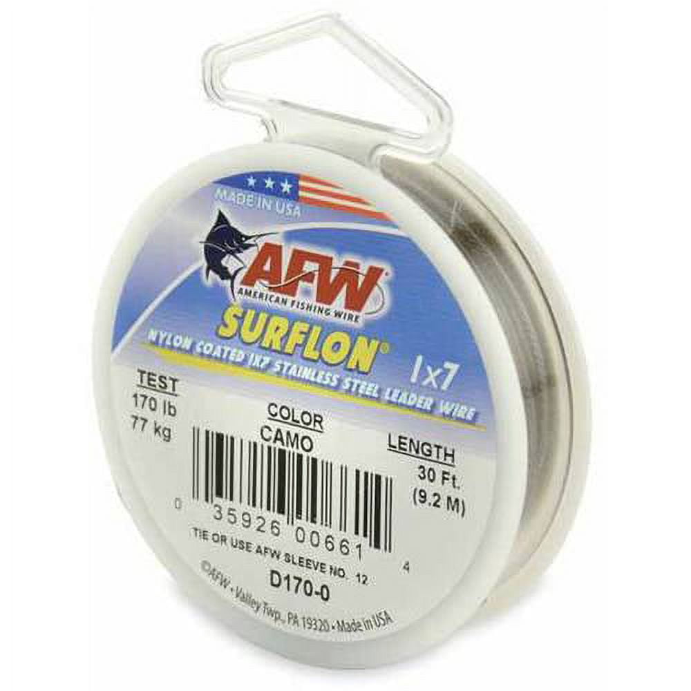Afw / Hi-Seas D170-0 Camo 170Lb Surflon Nylon Coated Fishing Line Leader Wire