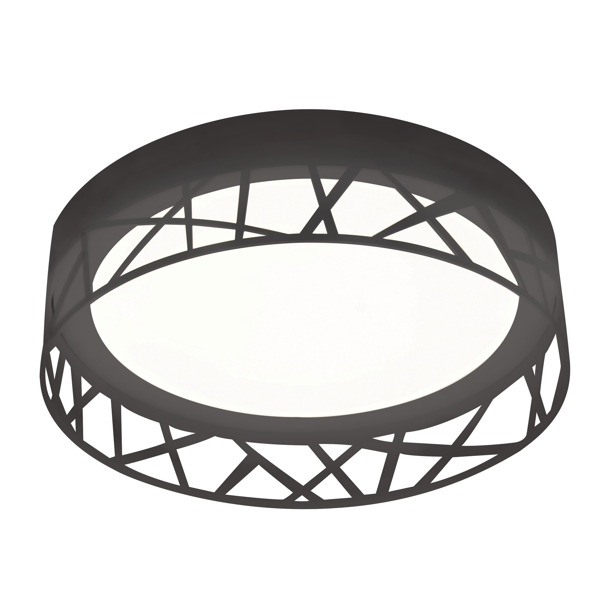 Boon Sleek 16" Black Steel LED Flush Mount Drum Ceiling Light