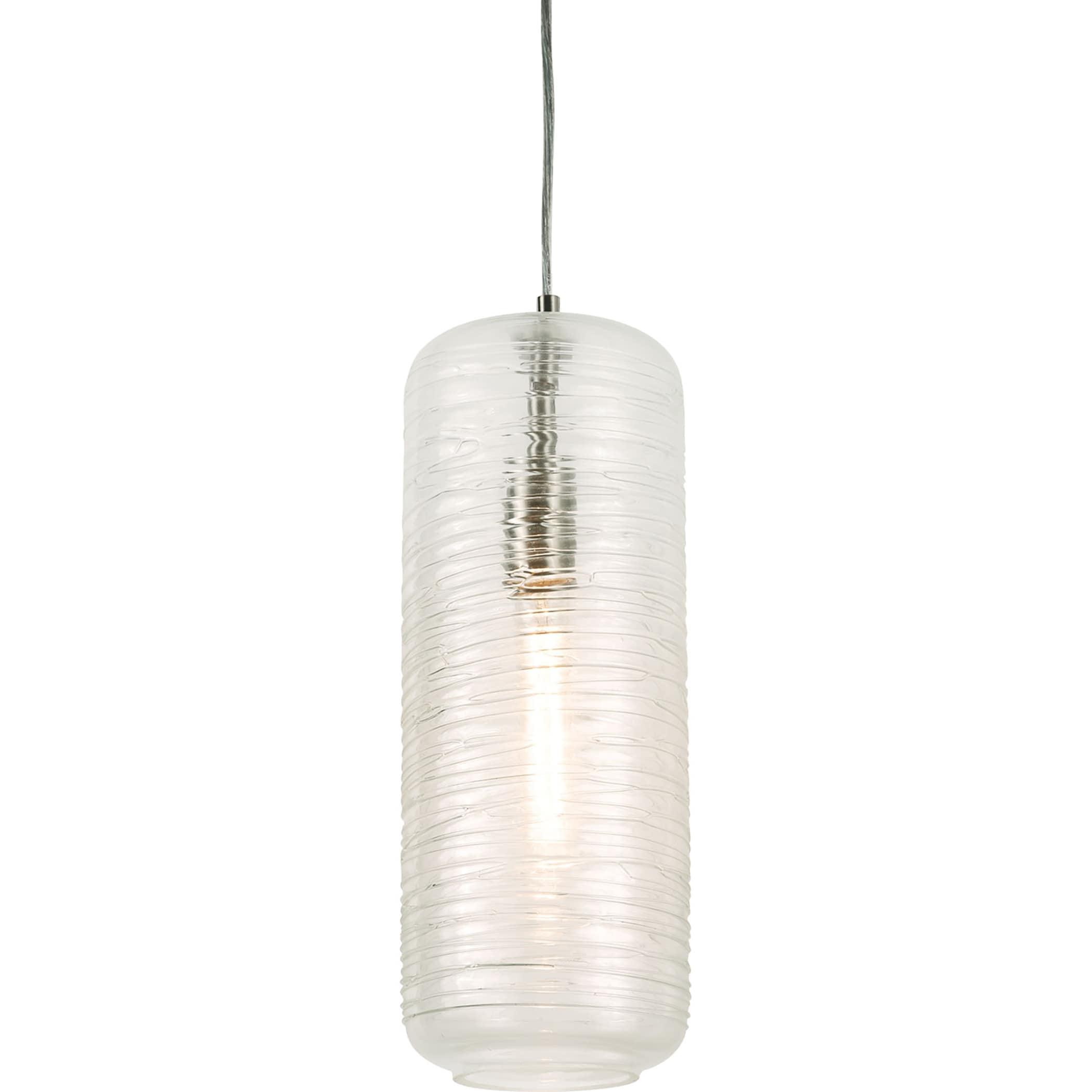 Hermosa Satin Nickel Clear Swirl Glass Mini Pendant Light