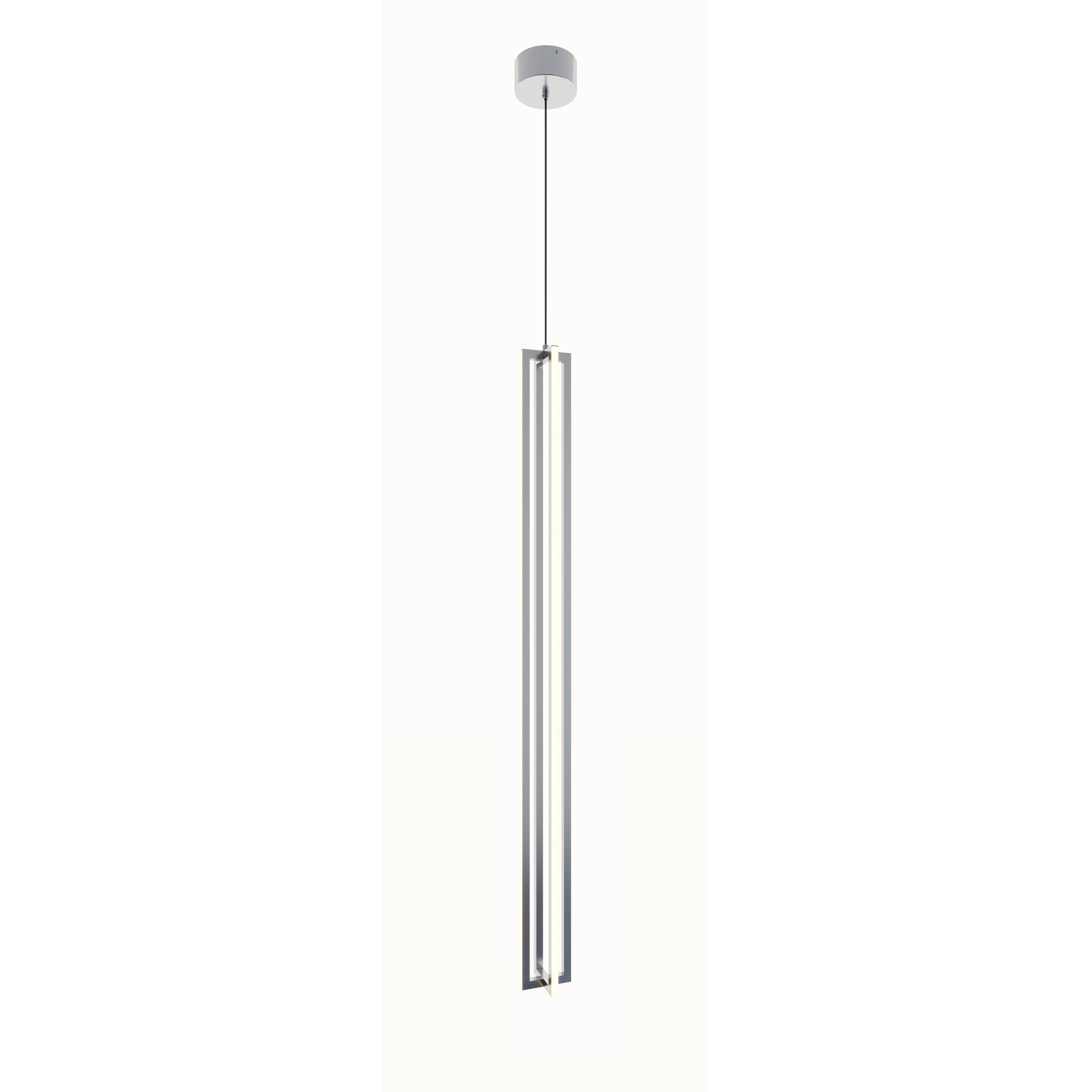 Cass Satin Nickel Slim LED Pendant for Indoor/Outdoor - 48" Height