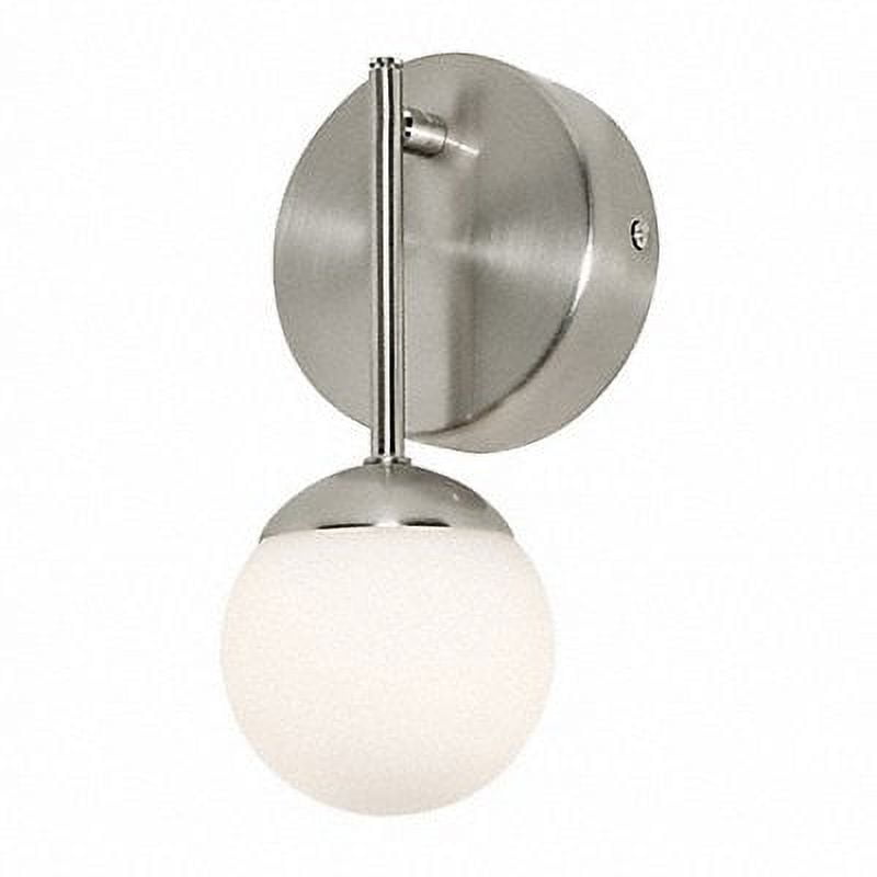 Pearl 9" Satin Nickel LED Wall Sconce with White Glass Shade