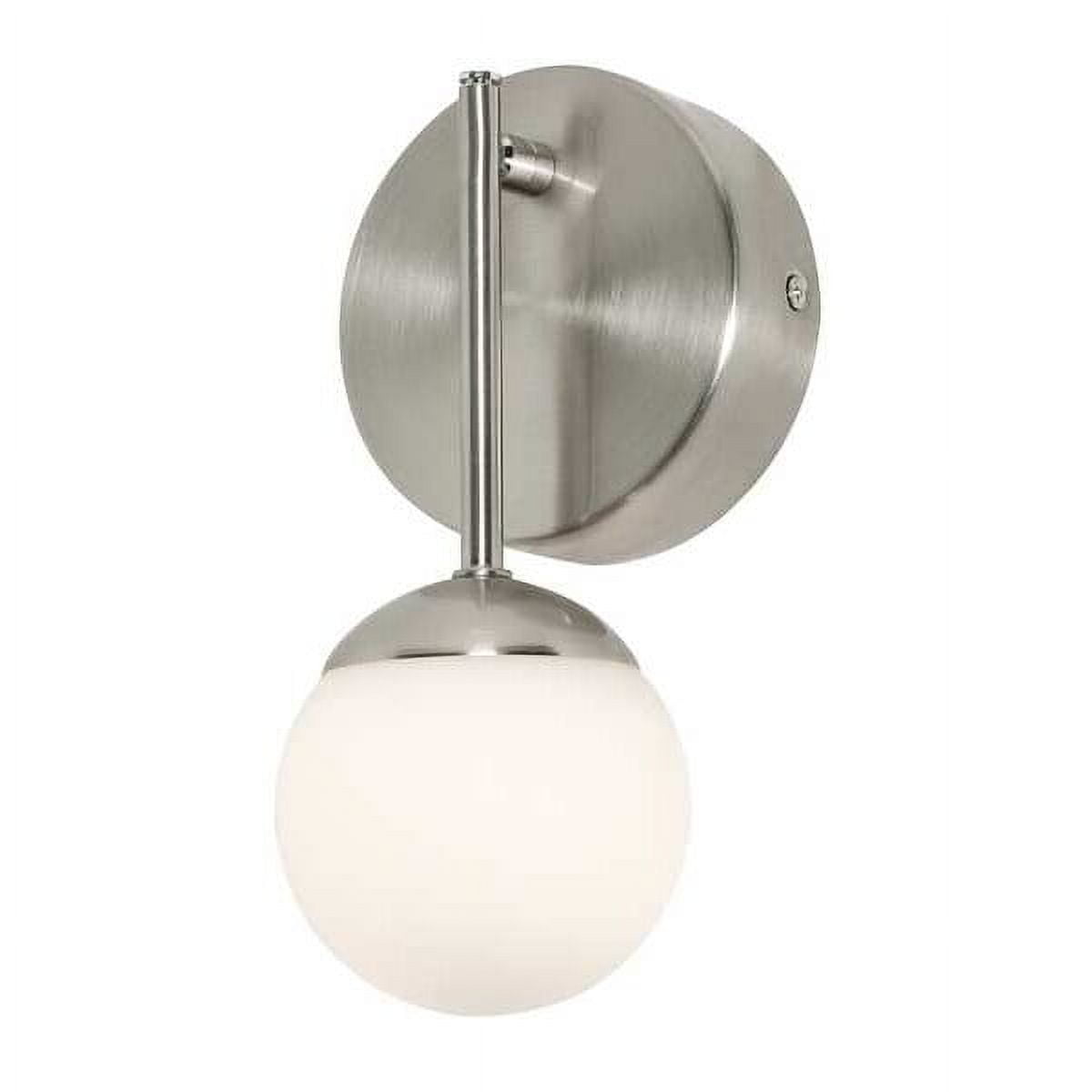 Pearl 9" Satin Nickel LED Wall Sconce with White Glass Shade