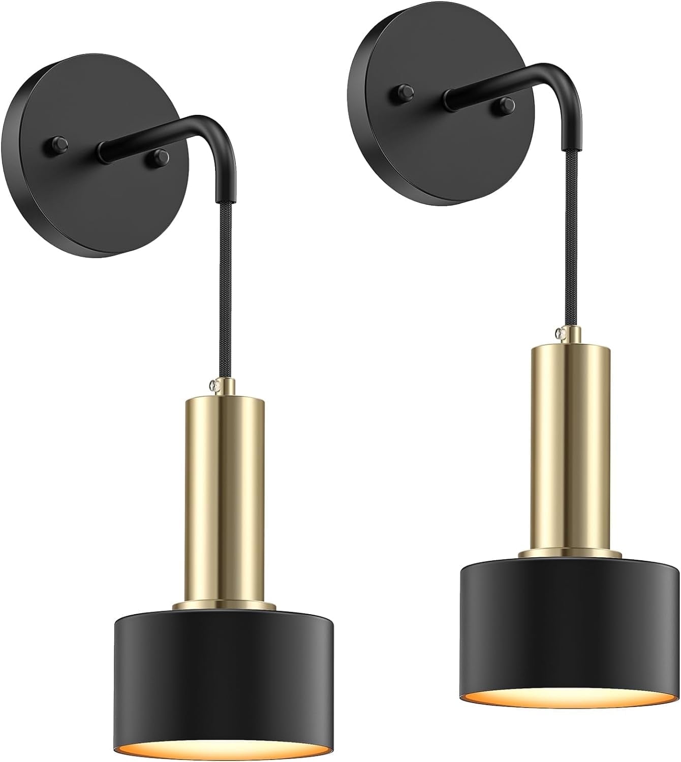 Set of 2 Battery Operated Wall Sconces, Dimmable RGB Indoor Cordless LED Wall Lamps, Rechargeable Wireless, Brass