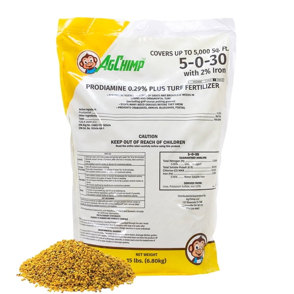 AgChimp 5-0-30 Pre-Emergent Weed Control & Precision Lawn Fertilizer, 15lbs