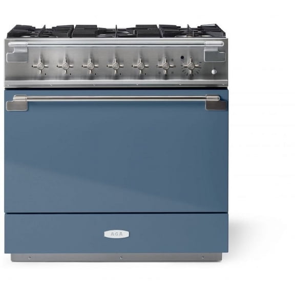 Aga Ael361df Elise Series 36" Wide 4.5 Cu. Ft. Free Standing Dual Fuel Range - Blue
