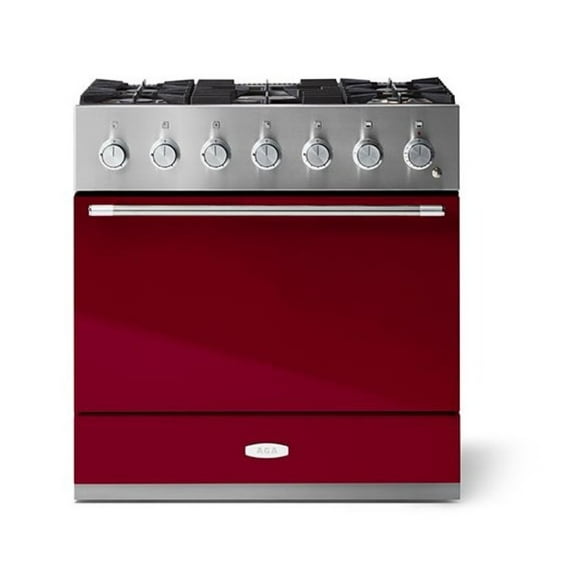 Aga Amc36df Mercury Series 36" Wide 4.9 Cu. Ft. Slide In Dual Fuel Range - Cranberry