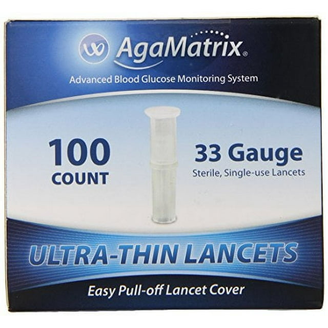 AgaMatrix Lancets, 33 Gauge, 100 Count Box