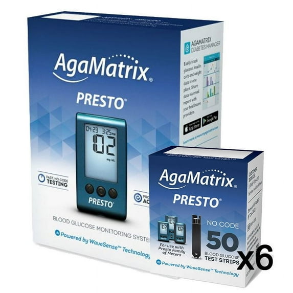 AgaMatrix WaveSense Presto Meter with Presto 300 Test Strips