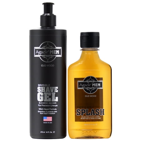 Agadir Men's Invisible Shave Gel 16oz w/Free Splash 6.7oz