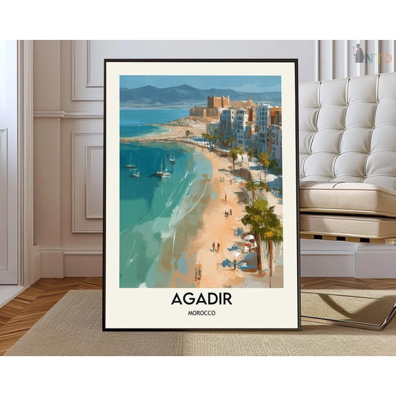 Agadir Morocco City Map Wall Art Travel Decor Photo Print, Unframed Paper Poster 8x10in