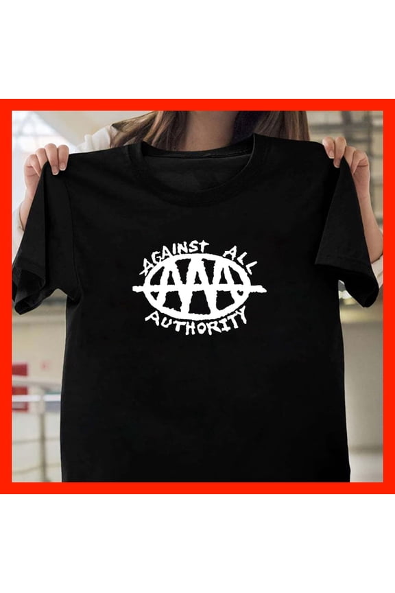 Against All Authority Anarchy Symbol Punk Rock T-Shirt T461, for Unisex, Up to 5XL