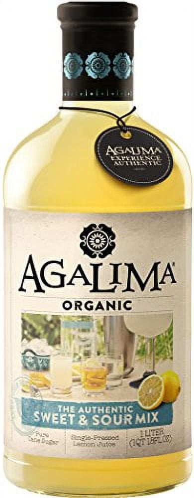 Agalima Organic Authentic Sweet and Sour Mix - All Natural, 1 Liter Bottle Premium Pressed Lime and Blue Agave Nectar