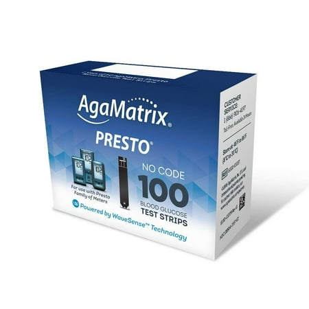 Agamatrix 33372400 Wavesense Presto Blood Glucose Test Strips - Pack of 100