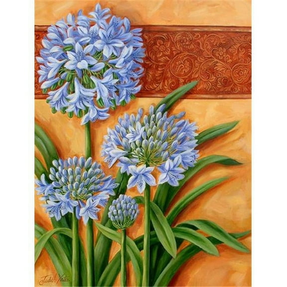 Agapanthus by Judith Yates Flag Canvas House Size