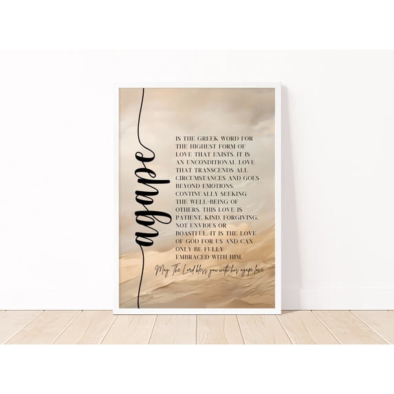 Agape Bible Word Definition Art Christian Minimalist Scripture Home Decor Religious Art, Unframed Paper Poster 16x20in