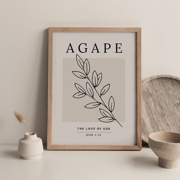 Agape Wall Art The Love Of God Print Christian Boho Agape Love Bible Verse Minimalistic Modern, Unframed Paper Poster 8x10in
