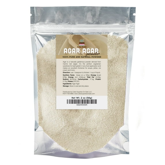 Agar Agar Powder 2 oz - Pure, Premium Natural Thickener and Gelling Agent, Rich in Dietary Fiber, Suitable for Making Candies, Cheeses, Jellies, Jams and More