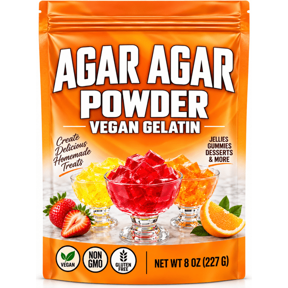 Agar Agar Powder 8 oz - Vegan (Vegetarian) Gelatin - Gluten Free Unflavored - 151 Servings Per Bag