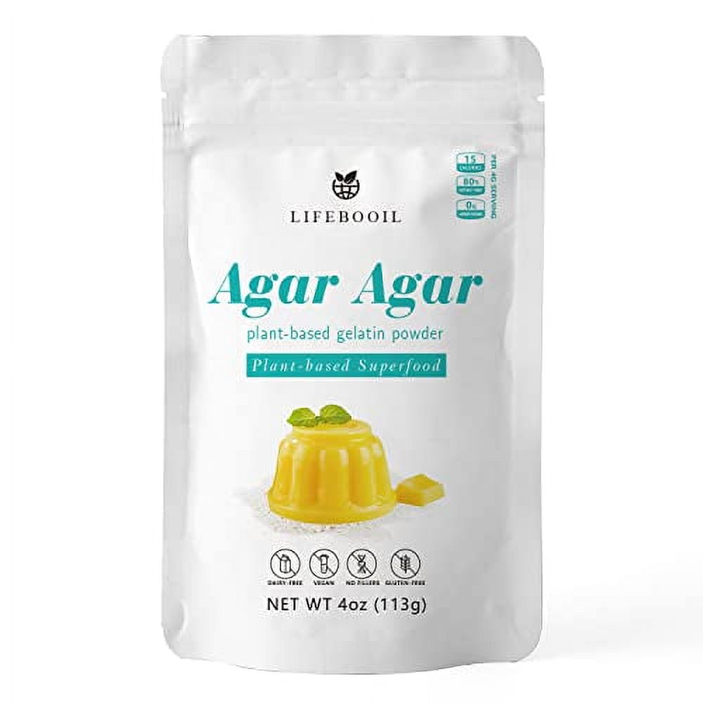 Agar Agar Powder, Vegan Unflavored Gelatin Substitute, NonGMO, Gluten