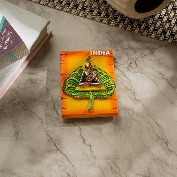 India Buddha Fridge Magnet – Decorative Leaf Spiritual Meditation Souvenir (Pack of 1)