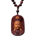 thumbnail image 1 of Agarwood Buddha Sandalwood Guanyin Bodhisattva Goddess Of Mercy Scripture Projection Necklace,Protection Amulet Necklace, 1 of 7