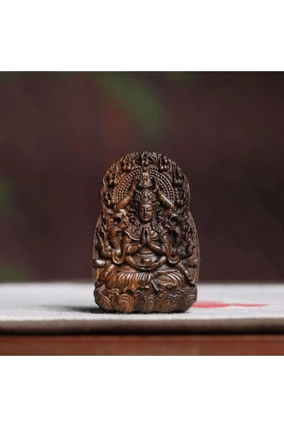 Agarwood Buddhist Pendant Hand Carved Wooden Necklace Meditation Jewelry For Spiritual Home Decor