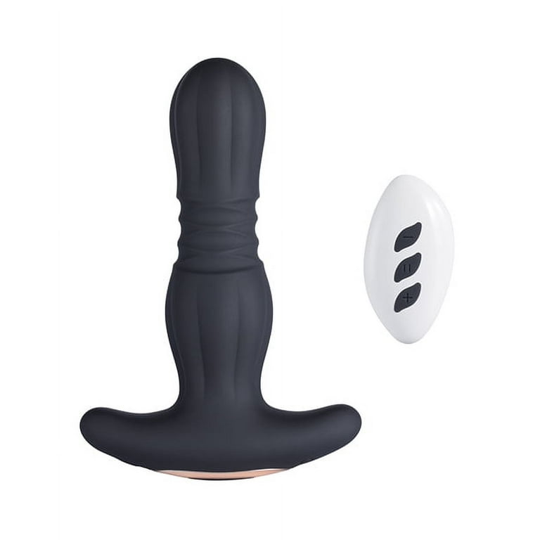 Agas Thrusting Butt Plug W/ Remote Control - Black