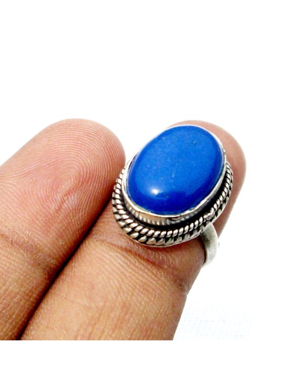 Blue Agate Silver-Plated Adjustable Ring Jewelry