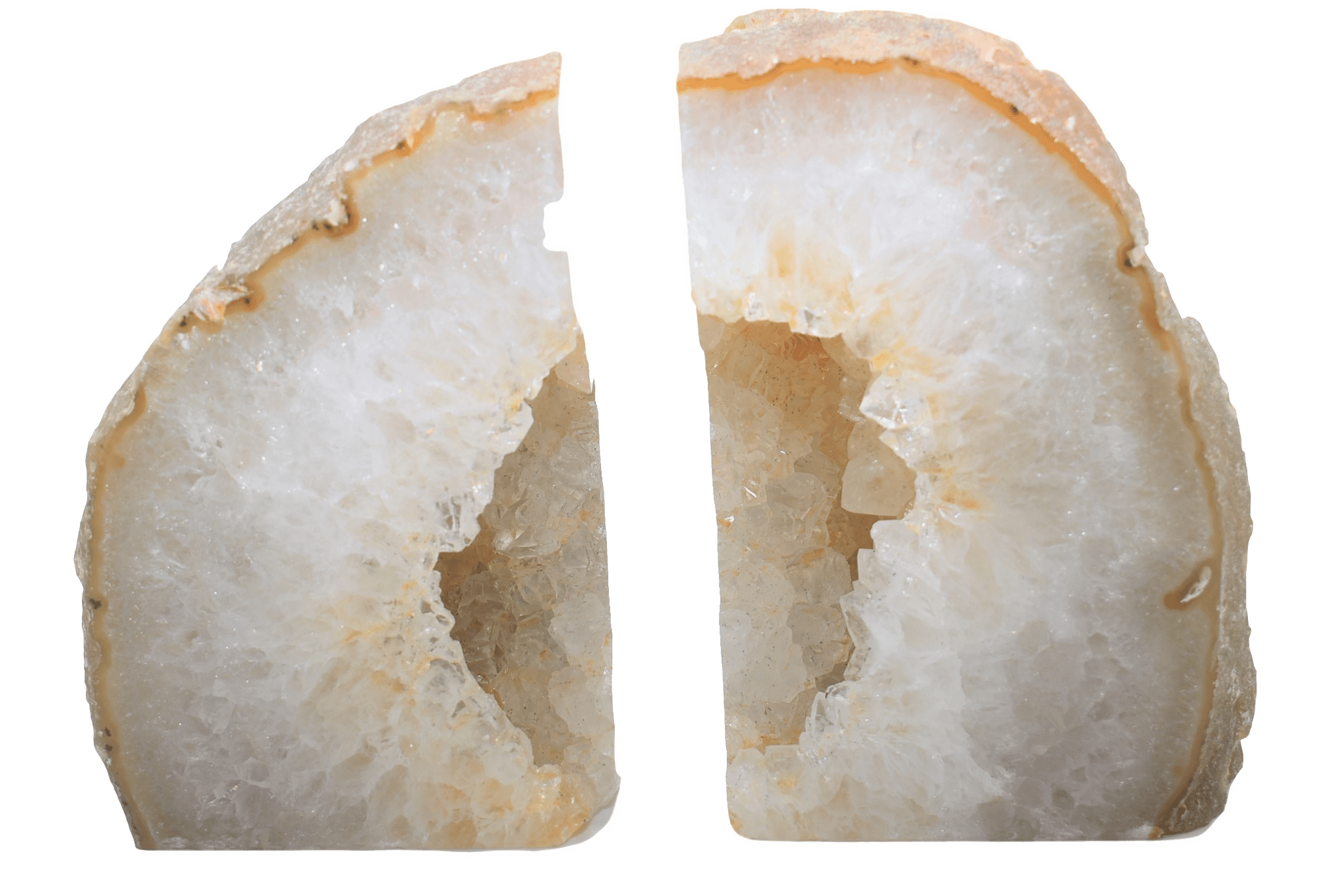 Natural Brazilian Agate Geode Bookends with Non-Slip Grips