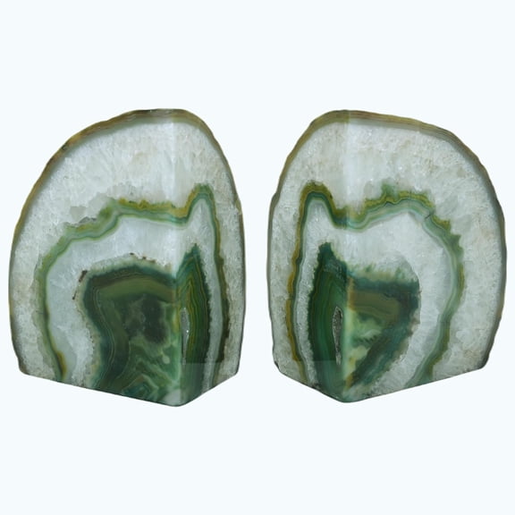 Agate Bookends - A Quality Green Geode with Non-Skid Rubber Bumpers for Shelves, Office, Home Decor, Heavy Duty Cute Stone (3-4 LB)