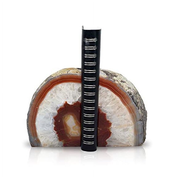 Agate Bookends Brown A Grade 2 - 3 Lbs Functional Decor for Shelves Home Office