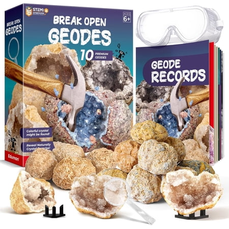 Piano Potato Geodes with Crystals Break Open 10 Premium Geode Kit-Geology Geode Crystal Science Kit-STEM Educational Toys Birthday Gifts for Boys & Girls (Potential for Coloured Geodes Crystals)